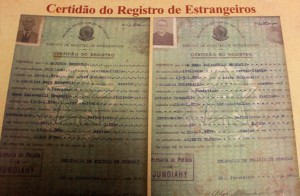 , Certidão de Estrangeiro de Emma Balzanelli Brognoli nascida em Verona desembarque em 1887 navio Vicente Flório e Antonio Brognoli de Verona desembarque 1889
