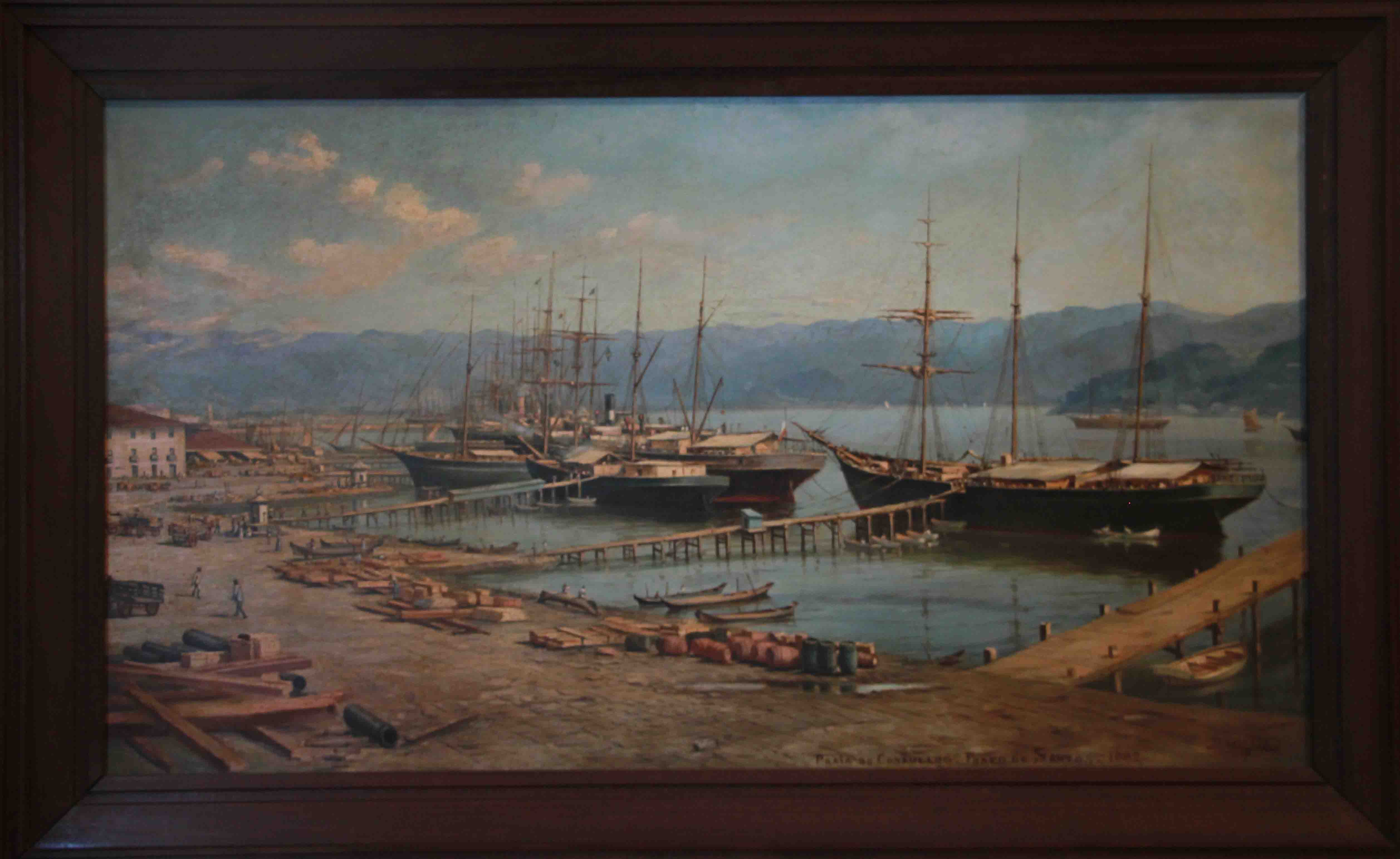 Praia da Rampa do Consulado - Porto de Santos, 1882 - óleo sobre tela Benedicto Calixto