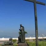 santos-turismo-1961-comemoracao-iv-centenario-da-morte-padre-anchieta-escultura-cfraccarolli-bx